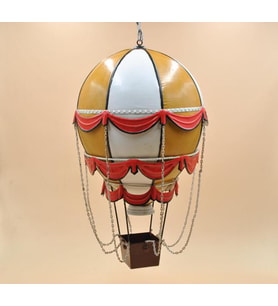 Jayland Metal Eskitilmiş Retro Sarı Sıcak Hava Balonu-Jayland Serisi-27*27*45 CM