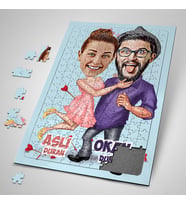 Yıldönümü Hediyesi Kişiye Özel Aşk Bize Benzer Karikatürlü Puzzle