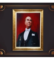 Altın Varaklı Çerçeveli Paspartulu Atatürk Tablo z4947 (Gold)