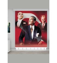 TEKSTİLNET ATATÜRK BAYRAK DESENLİ DEKORATİF BASKILI STOR PERDE