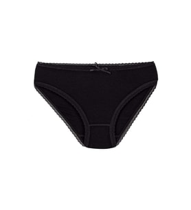 12 Adet Yıldız Bayan Bambu Dantelli Bikini Külot Siyah 3881