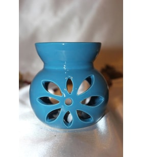 Buhardanlık Ebru Boyama Lotus Çiçeği Seramik Buhurdanlık Hand Made El İşi 11 (Açık Mavi)