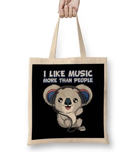 Koala Bear Art Müzik Bez Çanta Uzun Saplı