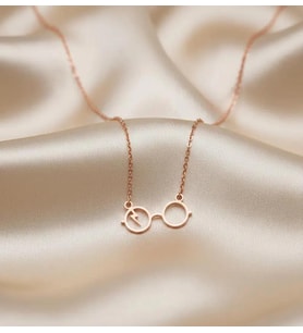 Minimal Harry Potter Gözlük Model Kolye 925K Gümüş (Rose)