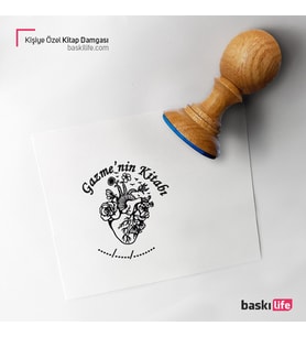 Kalp Kişiye Özel Kitap Damgası Kitap Mührü Kaşe Kitap Mühür Özel Damga 414