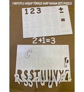 Montesorri 3 Boyutlu Ahşap Türkçe Harf Rakam Seti Puzzle