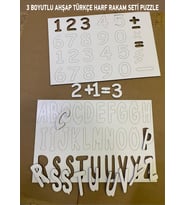 Montesorri 3 Boyutlu Ahşap Türkçe Harf Rakam Seti Puzzle