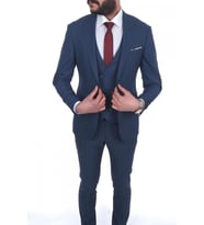 Jan Carlucci Slimfit Yelekli Drop 6 Takım (Açık Lacivert)