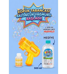 Pilli Otomatik Baloncuk Köpük Tabancası Bubble Gun 500 Ml Köpük Likiti Hediyeli