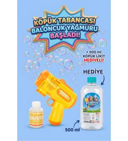 Pilli Otomatik Baloncuk Köpük Tabancası Bubble Gun 500 Ml Köpük Likiti Hediyeli