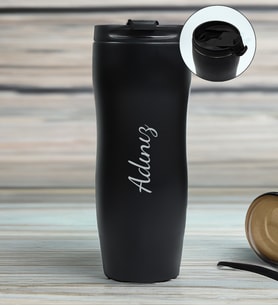 Kişiye Özel Klasik Model 400 ML Siyah Çelik Termos