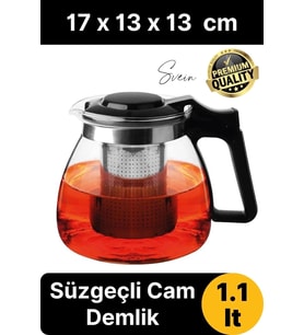 Premium Borosilikat Cam Demlik Isı Dayanıklı Şeffaf Süzgeçli Gevşek Yaprak Çay Makinesi Kapaklı