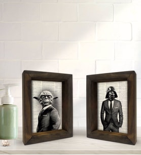 Bk Gift Banyo Dekoratif 2'li Doğal Masif Ahşap Çerçeve 15x20cm-21 (Beyaz)