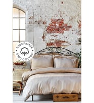 Charm Bold Bej Saten %100 Pamuk Çift Kişilik Nevresim Takımı (Krem)