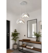 Lotus Çiçek Tasarım 2'li Sarkıt Avize - Modern Tasarım Gece Lambası İç Dış Ortama Uygun - 25 cm - Beyaz