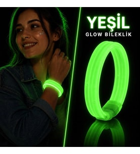 Yeşil Kalın Glow Bileklik – Kırılarak Yanan Parti ve Festival Bilekliği