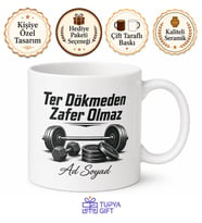 Erkeğe Hediye İsimli Fitness Temalı Baskılı Kupa Bardak Spor Hediye