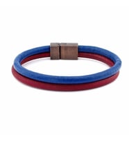 BORDO LACİVERT ORJİNAL DERİ METAL MIKNATIS BİLEKLİK M016C