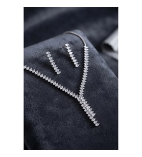 Mey İthalat® Arpa Zirkon Taşlı Su Yolu Kolye ve Küpe Set