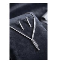 Mey İthalat® Arpa Zirkon Taşlı Su Yolu Kolye ve Küpe Set