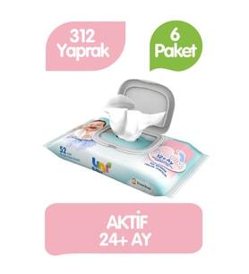 Uni Baby İlk Adım Islak Havlu  Mendil 52x6 312 Yaprak