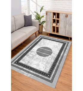 Dijital Kaymaz Taban Yıkanabilir Renkli Salon Halısı Mutfak Halısı Yolluk ND-SD-1081 (Gri)