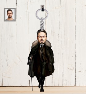 Kişiye Özel Kabadayı Karikatürlü Ahşap Anahtarlık Bay-3