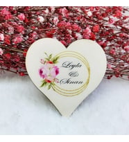 30 Adet Kalp Ahşap Nikah Magnet Nikah Şekeri UV Baskı Nişan Hediyeliği Ekonomik-