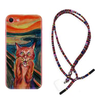 Apple iPhone 5 6 7 8 Plus Se XR Kılıf Boyun Asklı Rasta Silikon Tablo Cat 1788
