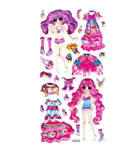 Sticker Kabartmalı Stiker Defter, Planlayıcı Etiket (limlra-019) - 17X9 cm - Kız Giydirme Pembe