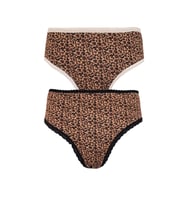 2li Kadın Leopar Bikini Yüksek Bel İnce Lastik Ekonomik (Siyah)