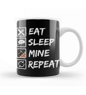 Eat Sleep Mine RepeatMinecraft Kupa Bardak Porselen