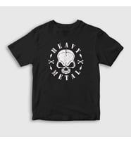 Presmono Unisex Çocuk Siyah Skull Heavy Metal T-Shirt 316182tt