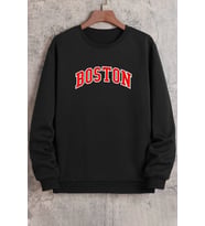 Unisex Boston Bisiklet Yaka Sweatshirt (Siyah)