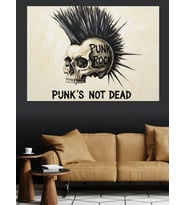 Punk Rock Kurukafa Görseli Dekoratif Kanvas - Mdf Ahşap Tablo