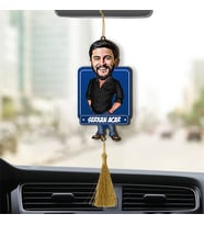 Siyah Gömlekli Adam Karikatürlü Ahşap Dikiz Ayna Araba Süsü