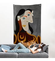 Pablo Picasso - Kahverengi Elbiseli Kadının Büst Duvar Örtüsü-8086