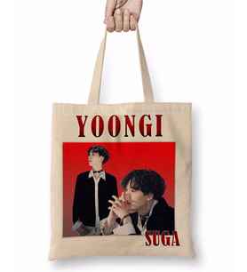 Suga Yoongi Bts Bez Çanta Uzun Saplı