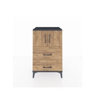 Hyperion Komodin Tek Raflı 2 Çekmeceli 2 Kapaklı 60x44x96 Antrasit-Çam