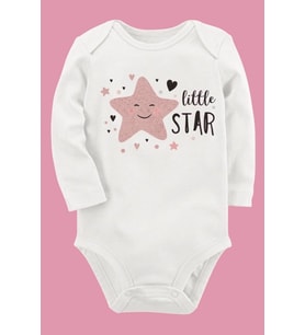 Organik Baskılı Pamuklu Unisex Bebek Body UZUNKOLE129