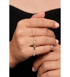 Kadın Elif Anka Kuşu Model Gold Kaplama Kolye