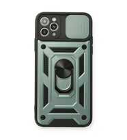 Apple iPhone 11 Pro Kılıf Pars Lens Yüzüklü Silikon - Yeşil