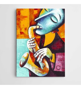 Müzisyen Saksafon Modern Sanat Kanvas Tablo