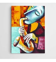 Müzisyen Saksafon Modern Sanat Kanvas Tablo