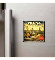 Vintage Viyana Şehri Temalı Buzdolap Magneti – 9x9 cm