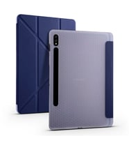 Galaxy Tab S7 Plus T970 için Kalemlikli Standlı Katlanır Kılıf (Lacivert)