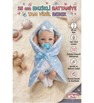 Dilayda Baby 35 cm Tam Vinil Oyuncak Et Bebek - Pembe Battaniyeli ve Emzikli Yenidoğan Seti