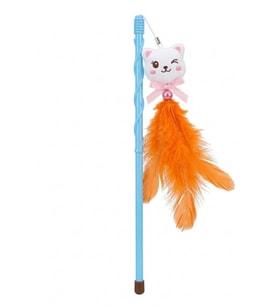 Peluş Figürlü ve Turuncu Tüylü Kedi Oyun Oltası