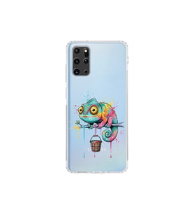Samsung Galaxy S20 Plus ile Uyumlu Splash Bukalemun Tasarımlı Şeffaf Silikon Kılıf