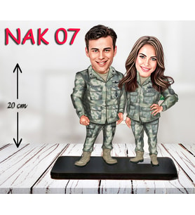 Kişiye Özel Ahşap Biblo - Kadın Asker Karikatür Biblo 7